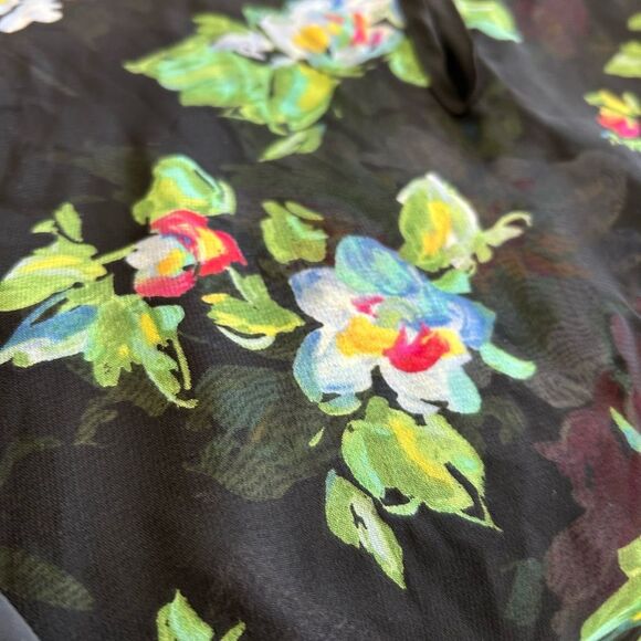 Lily Rose Pink and Yellow Sheer Floral and Black Blouse, Size S - Picture 11 of 11